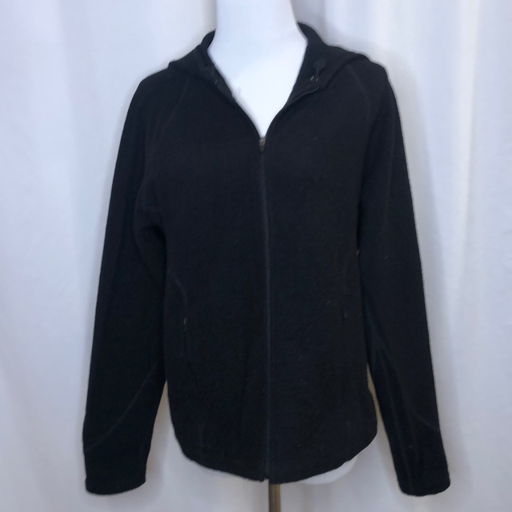 IBEX 100% super wash wool hooded cardigan-sz Med